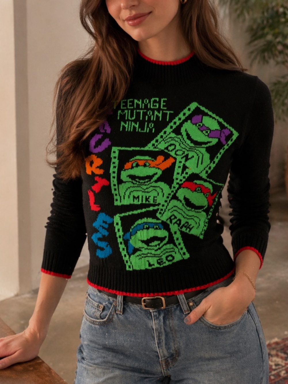 RARE - 90s Vintage Teenage Mutant Ninja Turtles - Knit Sweater - Unisex